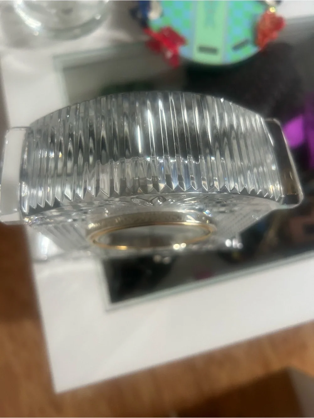 Waterford Crystal Clear Mantel Clock with Gold-Tone Bezel